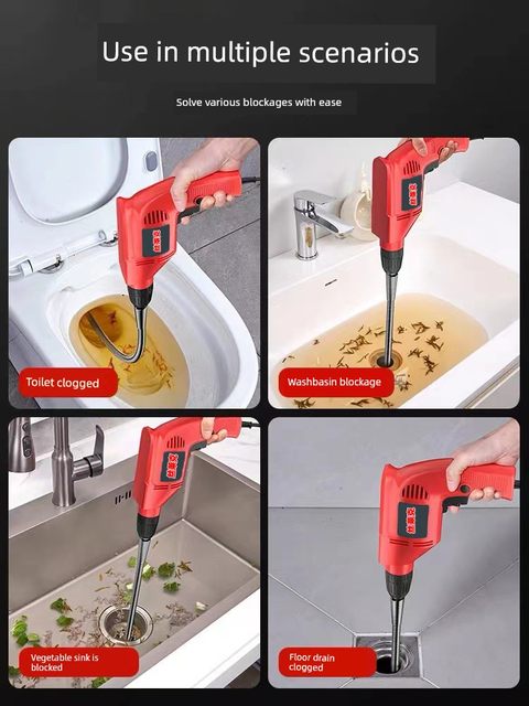 Electric pipe dredging machine Kitchen sewer dredging tool One-shot toilet toilet dredging machine professional tool