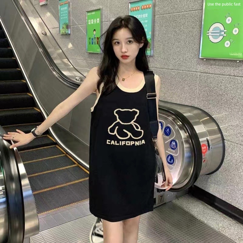 female summer leisure time pure cotton black Sleeveless jacket vest
