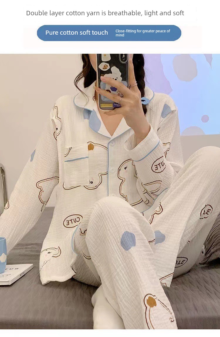 All-Cotton Maternity Pajamas for Summer, Thin Style, Postpartum Nursing, April/May, Women's Maternity Sleepwear, All-Cotton Two-Piece Set — 5