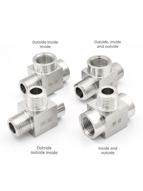 Stainless steel inner and outer wire tee 4-point high-pressure joint 304 inner and outer three thread to inner wire M20 tee
