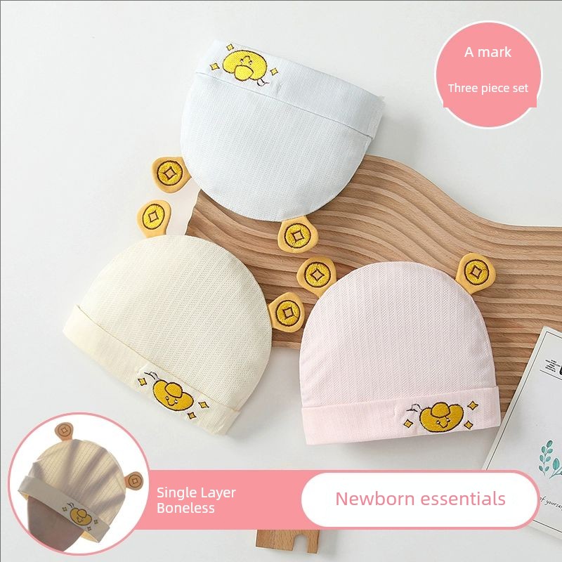 0-6 Months Baby Hat, Summer Thin Style, Single-Layer, Class A, Seamless, Lightweight, Breathable, Newborn Baby Fontanelle Protection Cap — 7