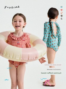 Yunerma Girls' New Summer Quick-Dry One-Piece Swimsuit, Baby Children's Long-Sleeve Floral Swimwear for All Seasons