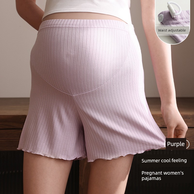 Summer Maternity Pajamas Belly-Tight Safety Pants Shorts Thin Home Summer Modal Adjustable — 5