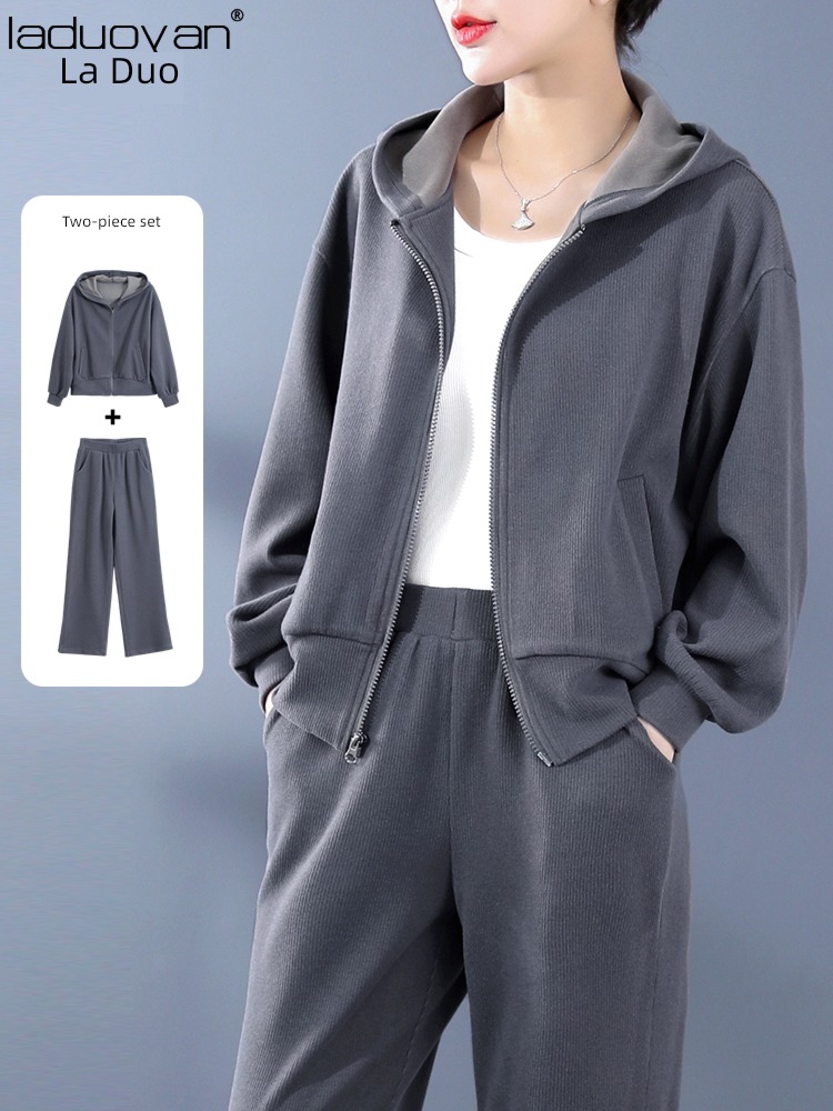 spring and autumn Sweater Wide leg pants ma'am leisure time Sports suit