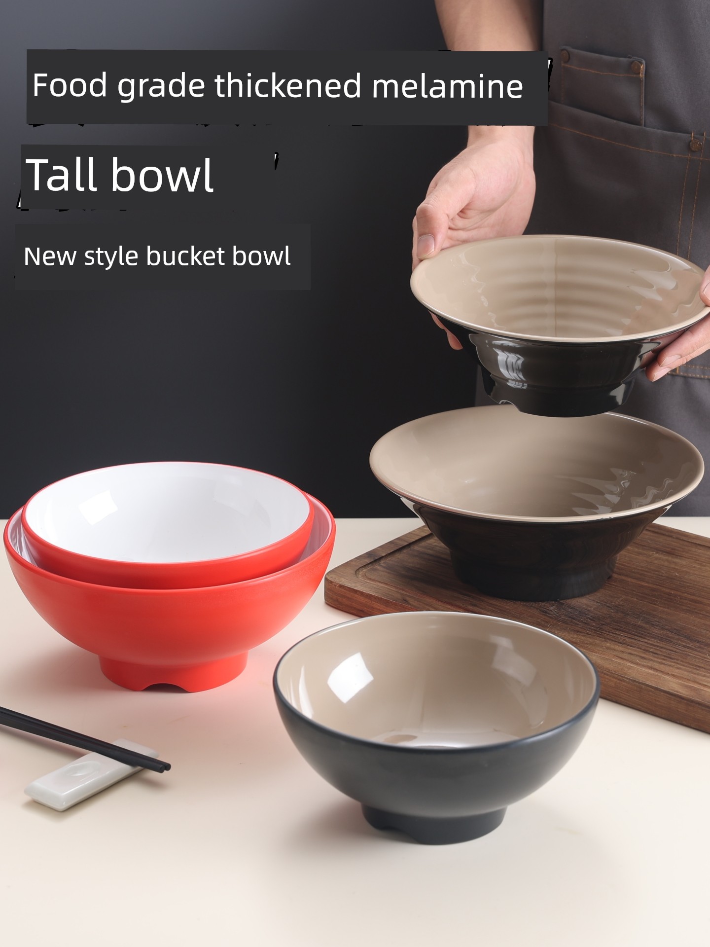 Melamine Noodle Bowls for Commercial Use in Noodle Shops, Imitation Porcelain Rice Noodle Bowls, Soup Bowls, Spicy Hot Pot Bowls, Large Bowls, Wonton Bowls