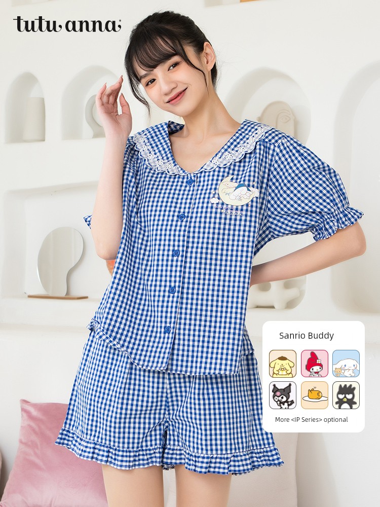 tutuanna Spring and summer female printing lattice shorts pajamas