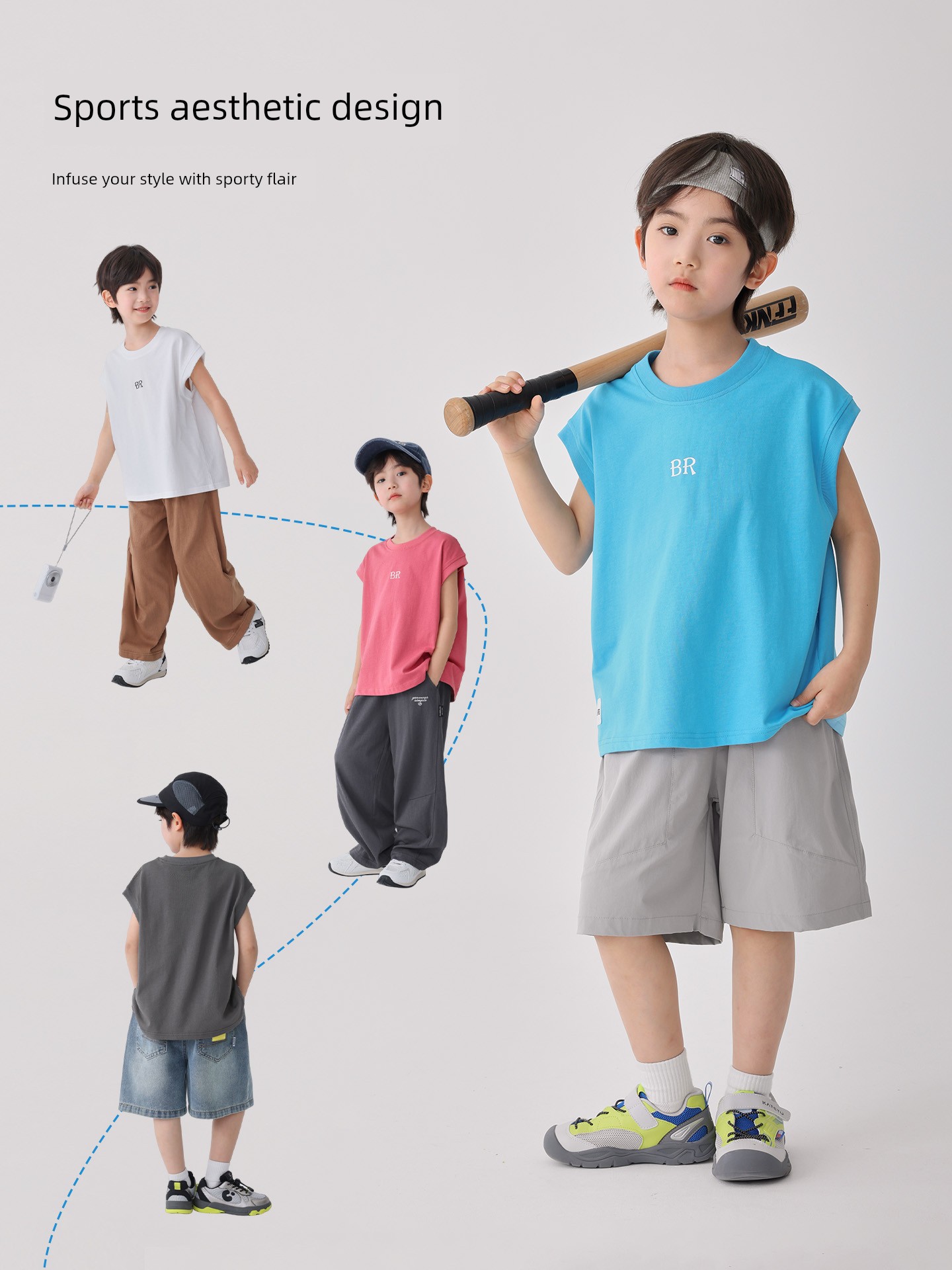 Haima's Boys' Pure Cotton Summer Thin Vest 2026 New Style Children's Sleeveless T-Shirt Boys' Outerwear Set Trendy — 2