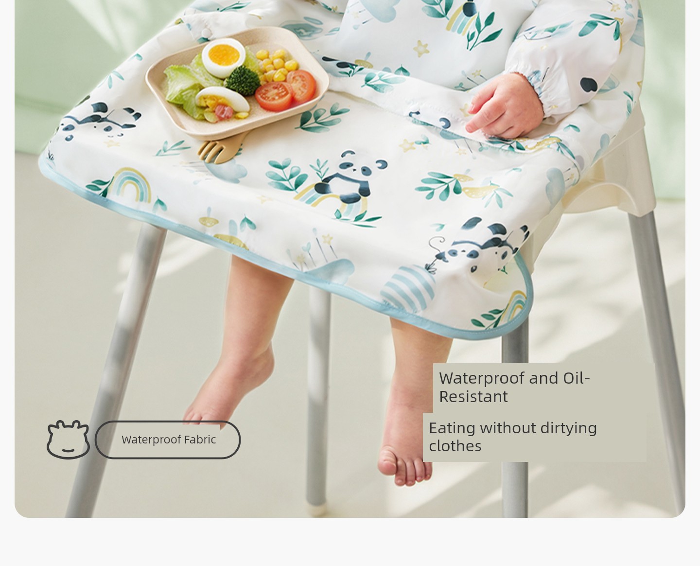 European-Style All-In-One Dining Chair Cover, Baby Feeding Bib, Infant Food Bib, Waterproof and Stain-Resistant Children's Apron — 8