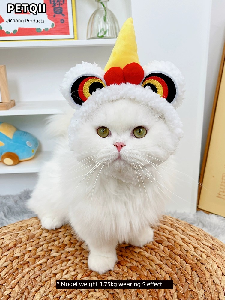 貓咪新年帽子狗狗頭套寵物頭飾比熊泰迪柯基搞笑醒獅搞怪可愛裝扮 (8.3折)