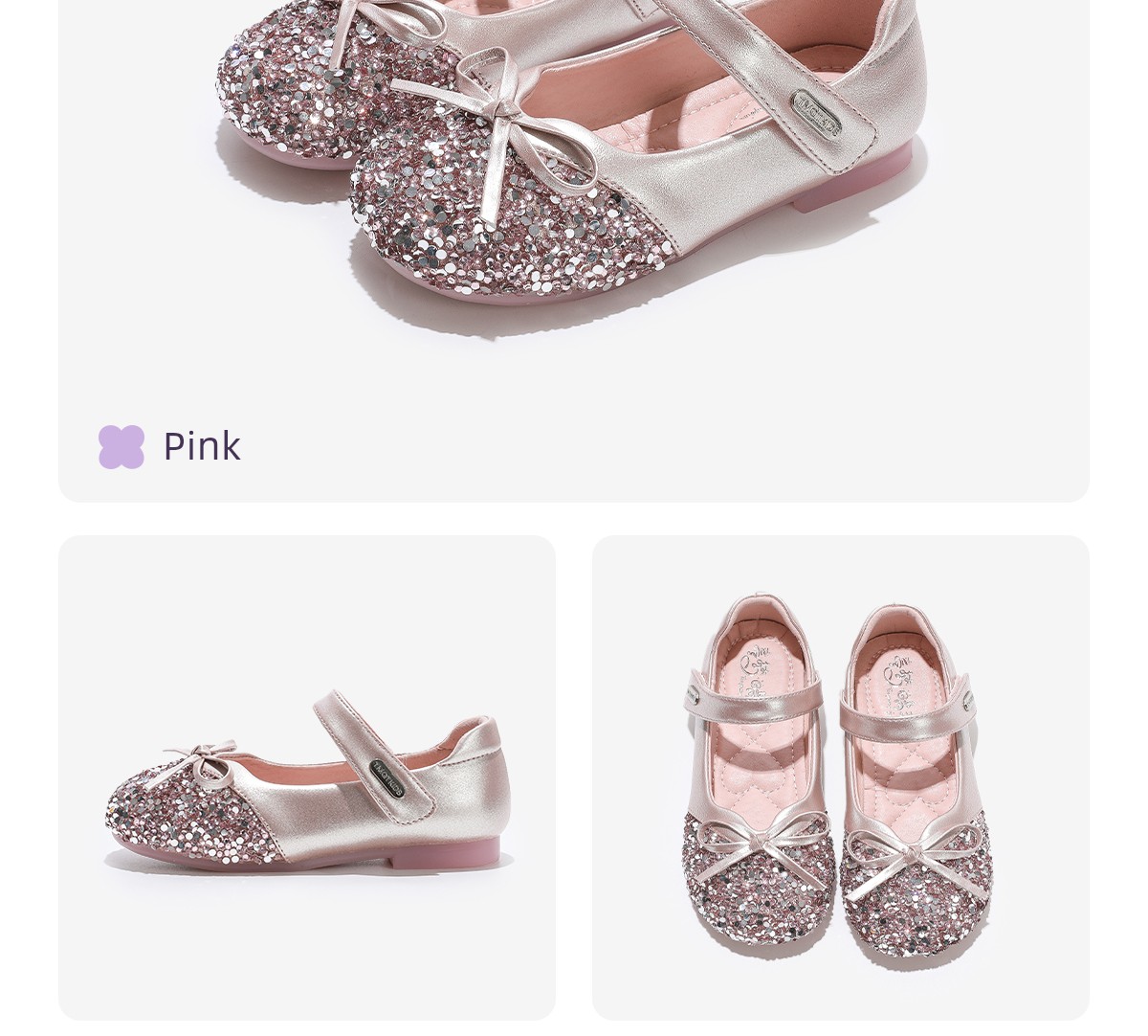 Princess Shoes for Girls, 2026 New Autumn Children's Shoes, Small Leather Shoes, Baby Crystal Shoes, Silver Soft-Soled Shoes — 28