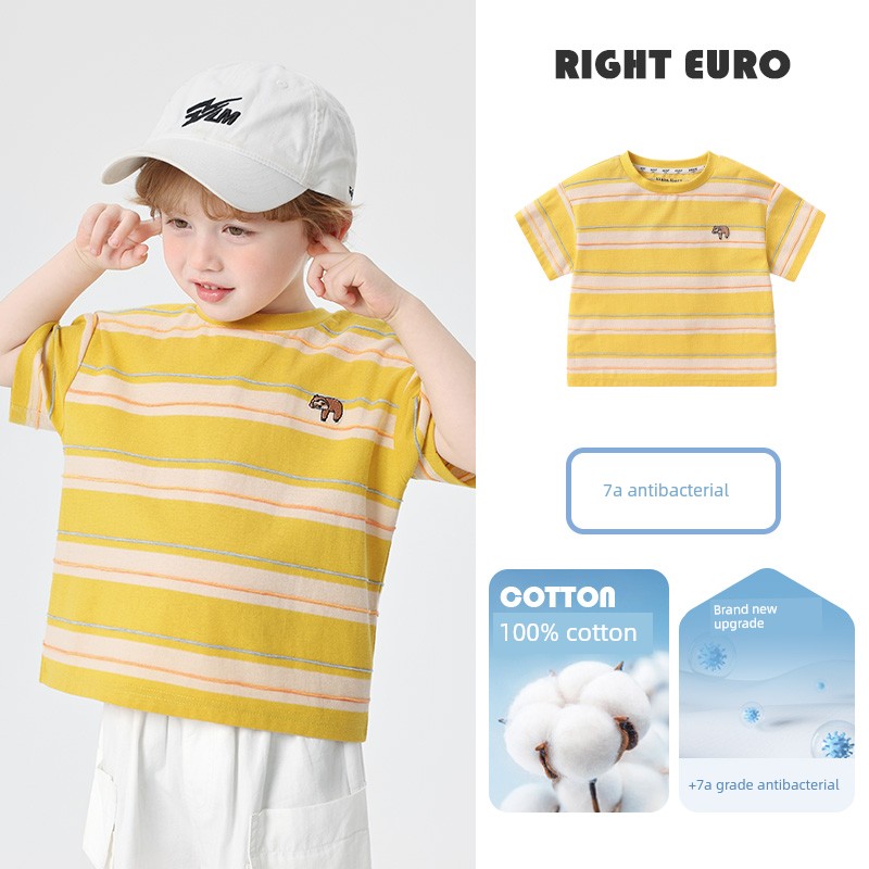 Boys' Pure Cotton Short-Sleeved T-Shirt Summer Thin Half-Sleeved 2026 New Style Children's Clothing Summer Stylish Top for Kids and Babies — 4