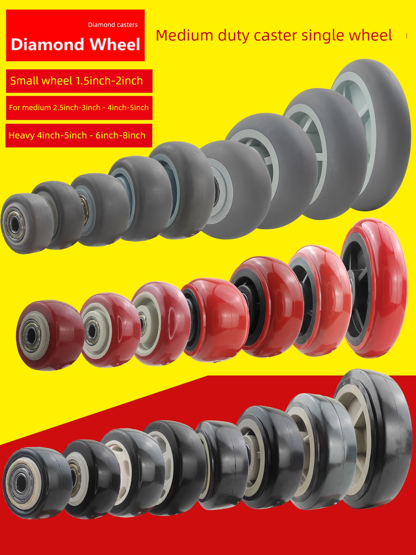 Caster 1.5 inch pulley 2 inch universal wheel 2.5 inch wheel 3 inch nylon heavy rubber 6 inch trolley wheel