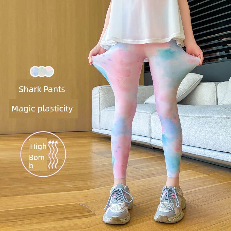 Shark Pants for Girls, Sports Yoga Pants, Children's Quick-Dry Pants, Summer Thin Cool Sun-Protection Long Pants, Big Kids' Leggings — 4