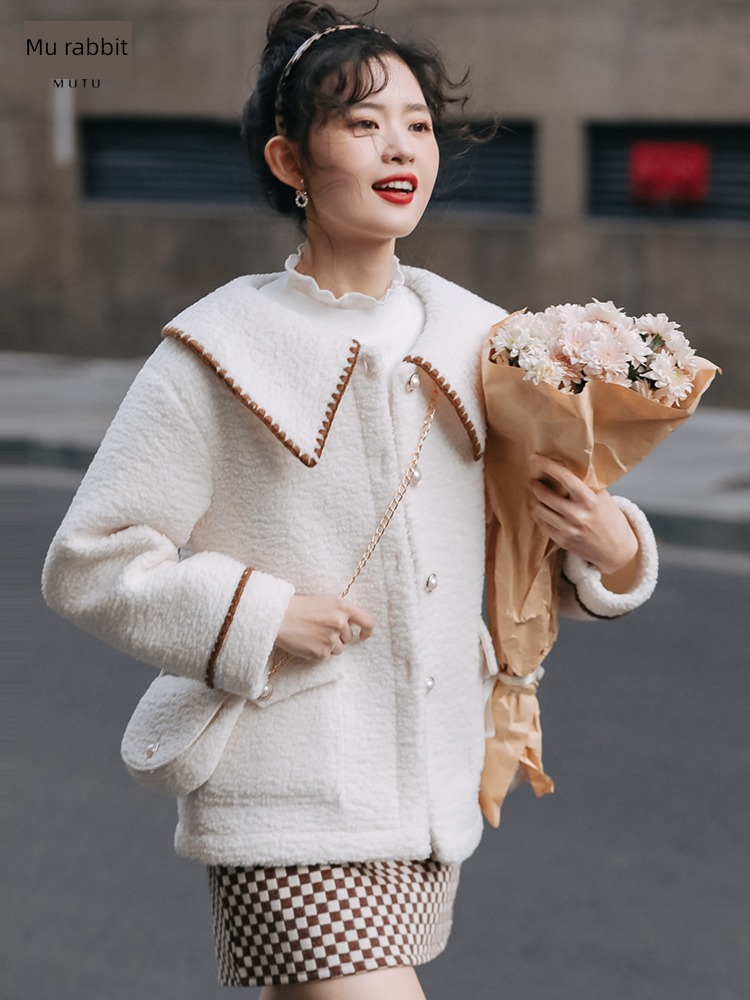 Moxa rabbit Little fragrance Fleece Fur in one short coat