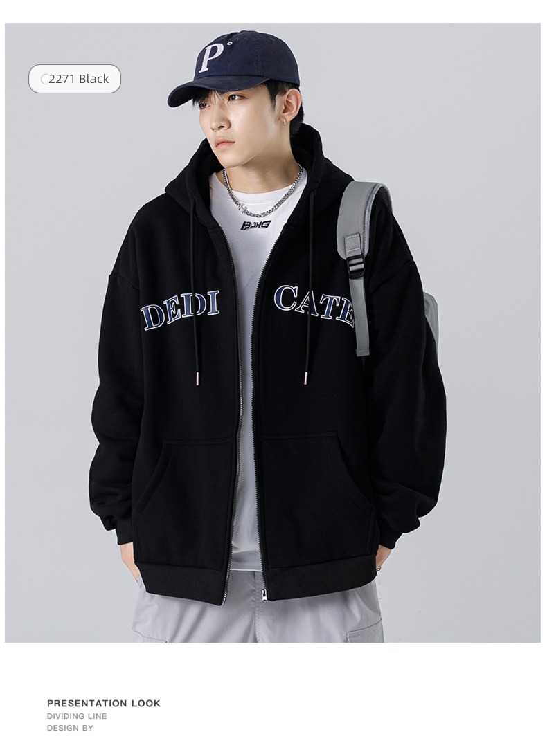 spring and autumn Color contrast Splicing stand collar men's wear Jacket loose coat