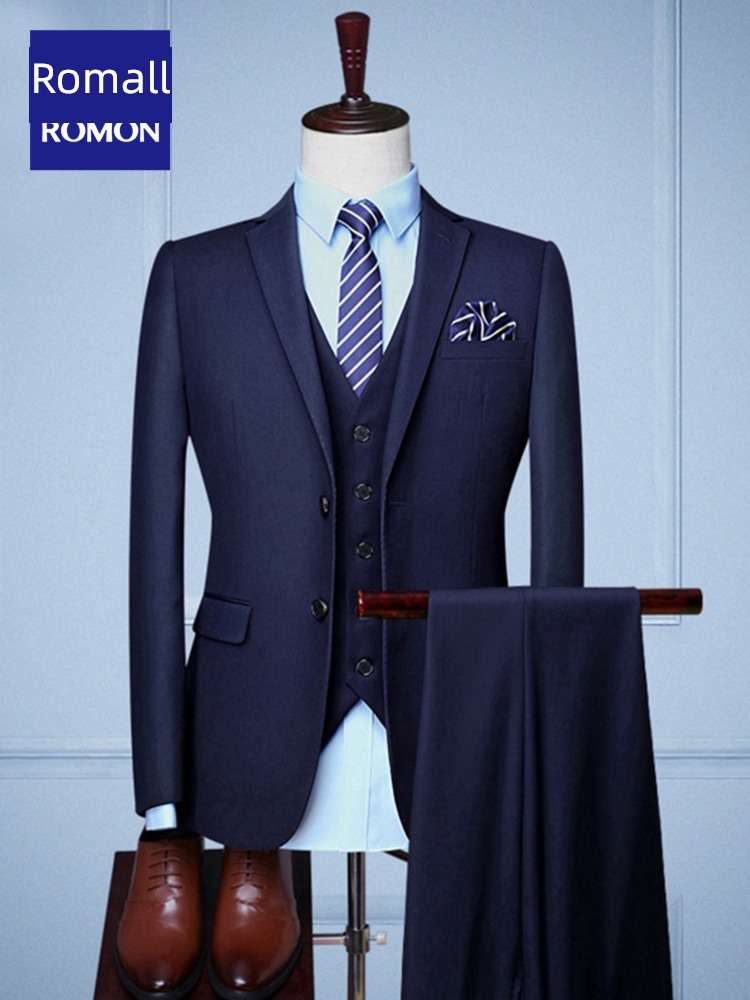 Romon Big size Self-cultivation groom marry man 's suit suit