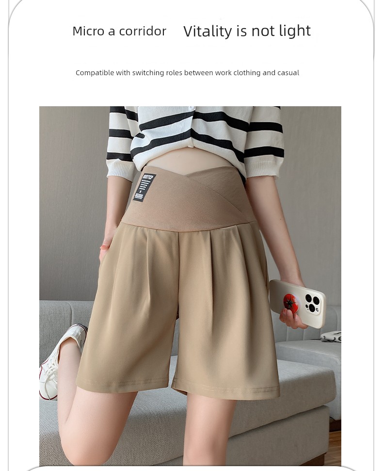 Summer Large Size Low Waist Suit Half Length Pregnant Women's Pants — 11