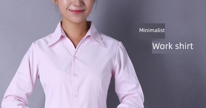 Long sleeve Light pink interview business affairs Impervious ma'am shirt
