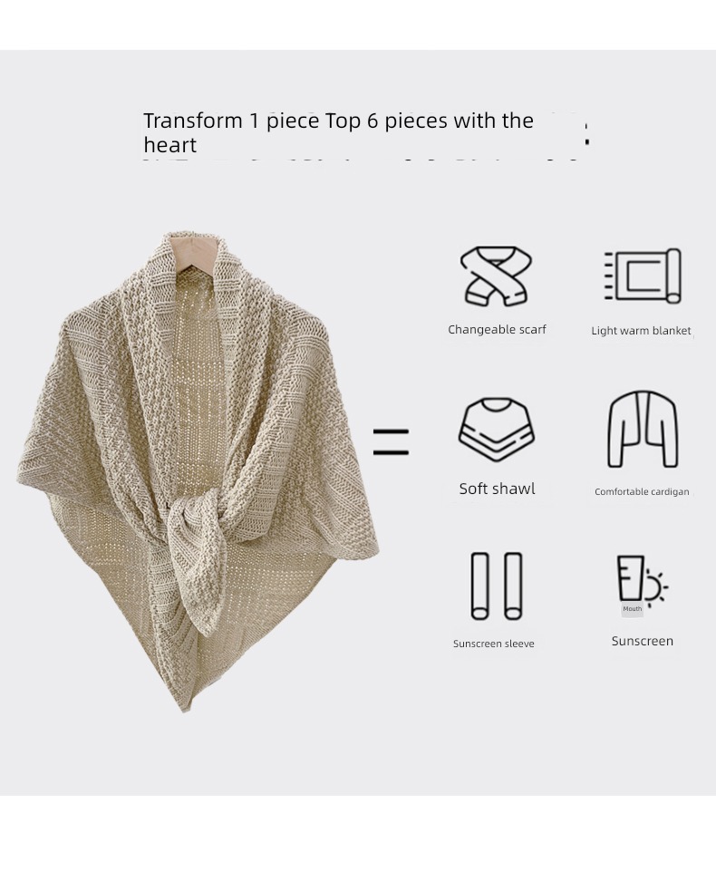 Internet celebrity female Changeable Triangle towel thickening Knitting wool