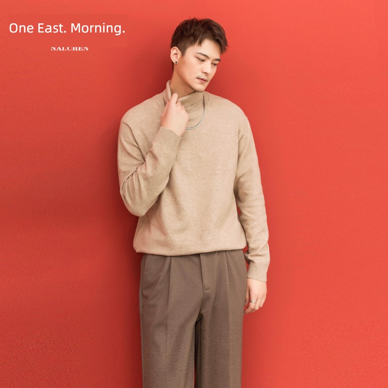 winter Korean version easy Inner lap Half high collar cardigan