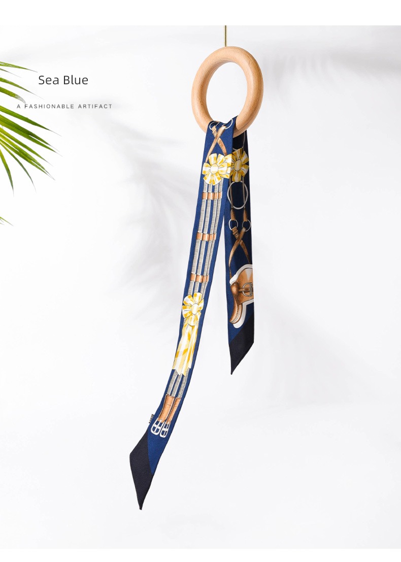 Handle Binding bag Twill silk Thin and narrow Small strip Silk scarf