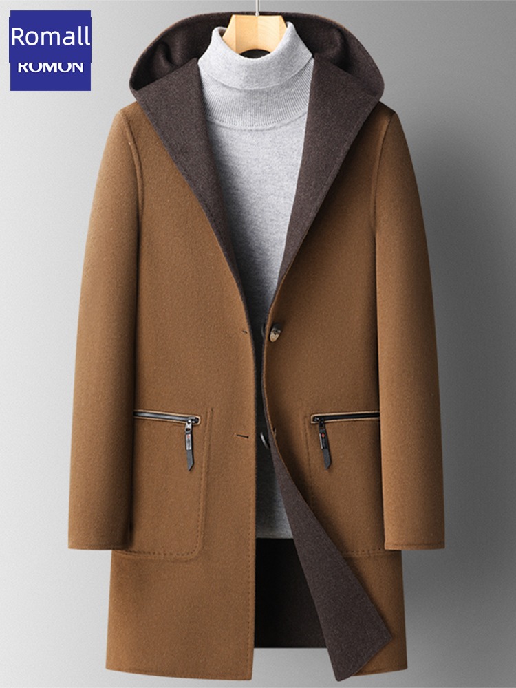 Romon Hooded Wear on both sides Medium and long term high-end wool