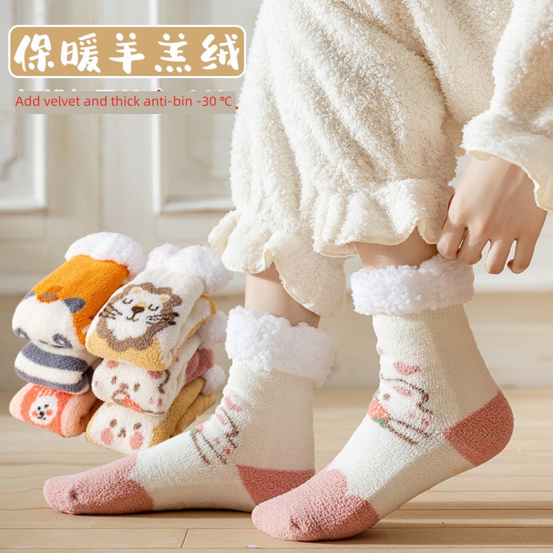 Hosiery children winter Home Furnishing keep warm Lamb cashmere Floor socks