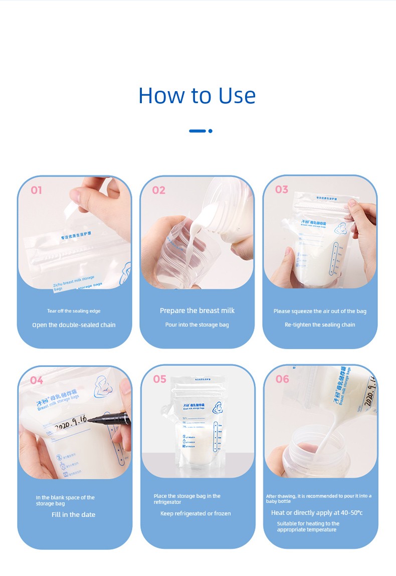 Zichu Milk Storage Bag, Refrigerator-Specific Breast Milk Preservation Bag, Small Capacity Milk Storage Bag, 120ml Freezer Bag, Fresh-Keeping Milk Bag — 14