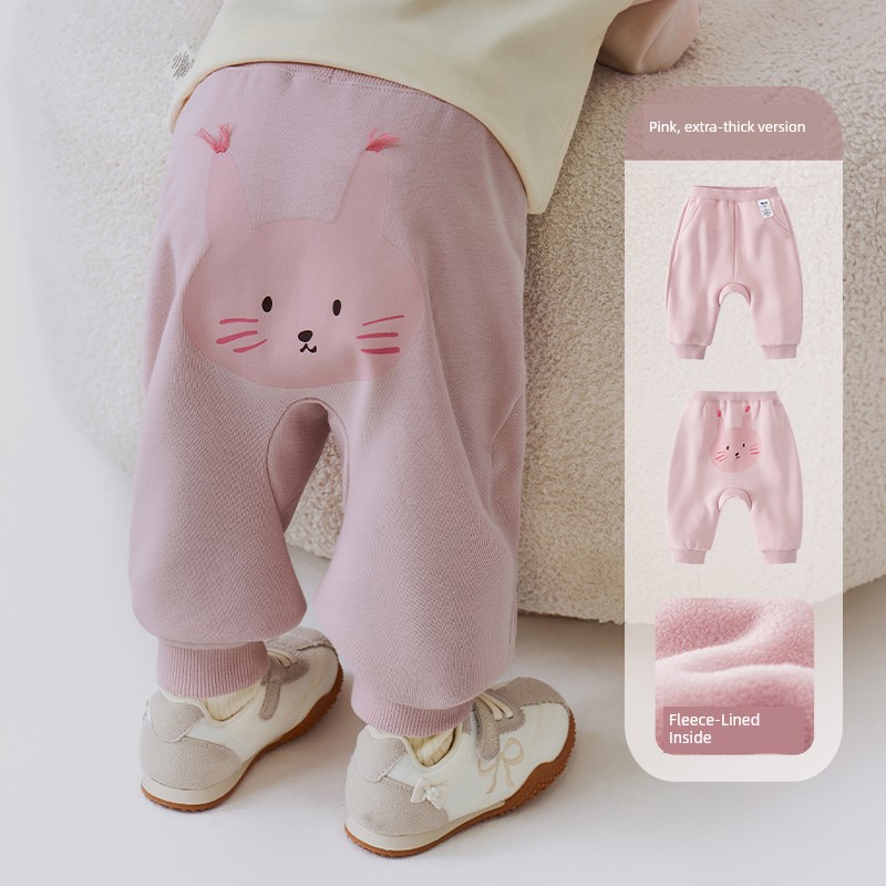 [Butt Pants] Mini Balabala Baby Pants for Boys and Girls 2026 Autumn/Winter Fleece-Lined Cute Infant Pp Pants — 5