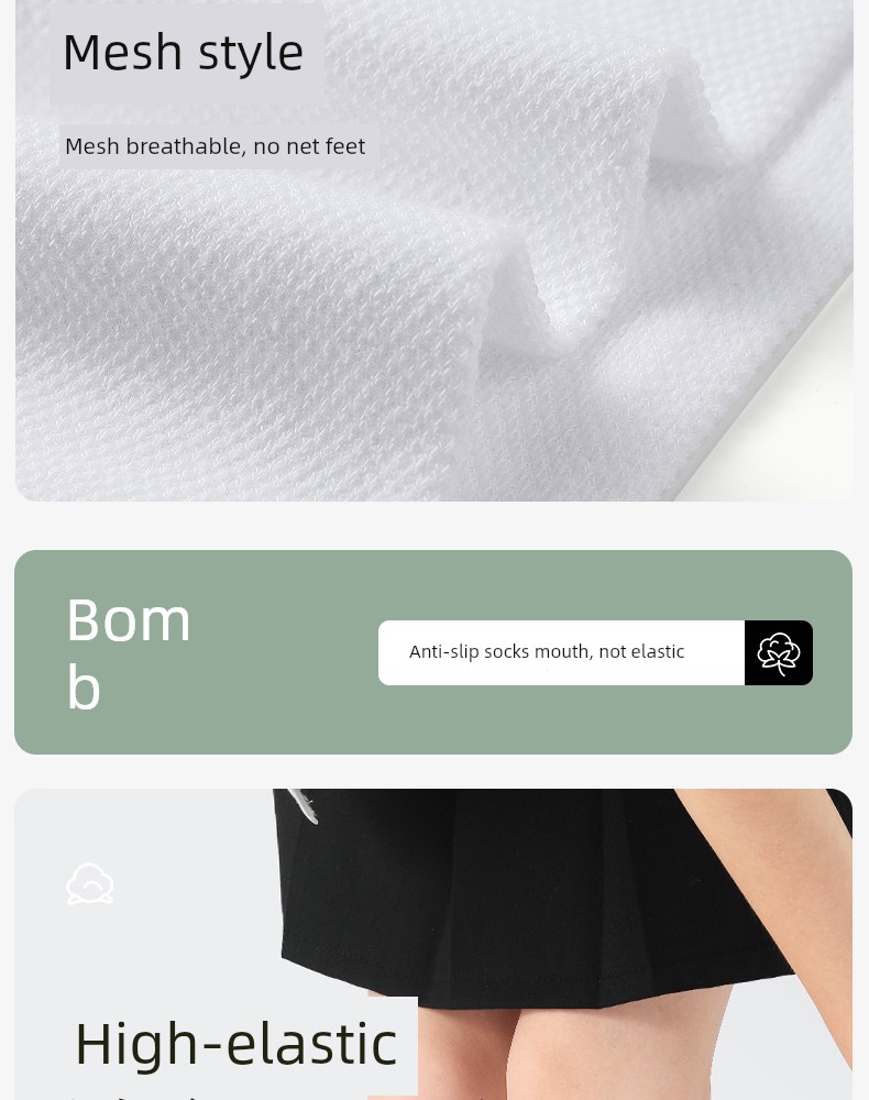 Spring and Autumn White School Uniform Boys' Mesh over the Knee Stockings — 8