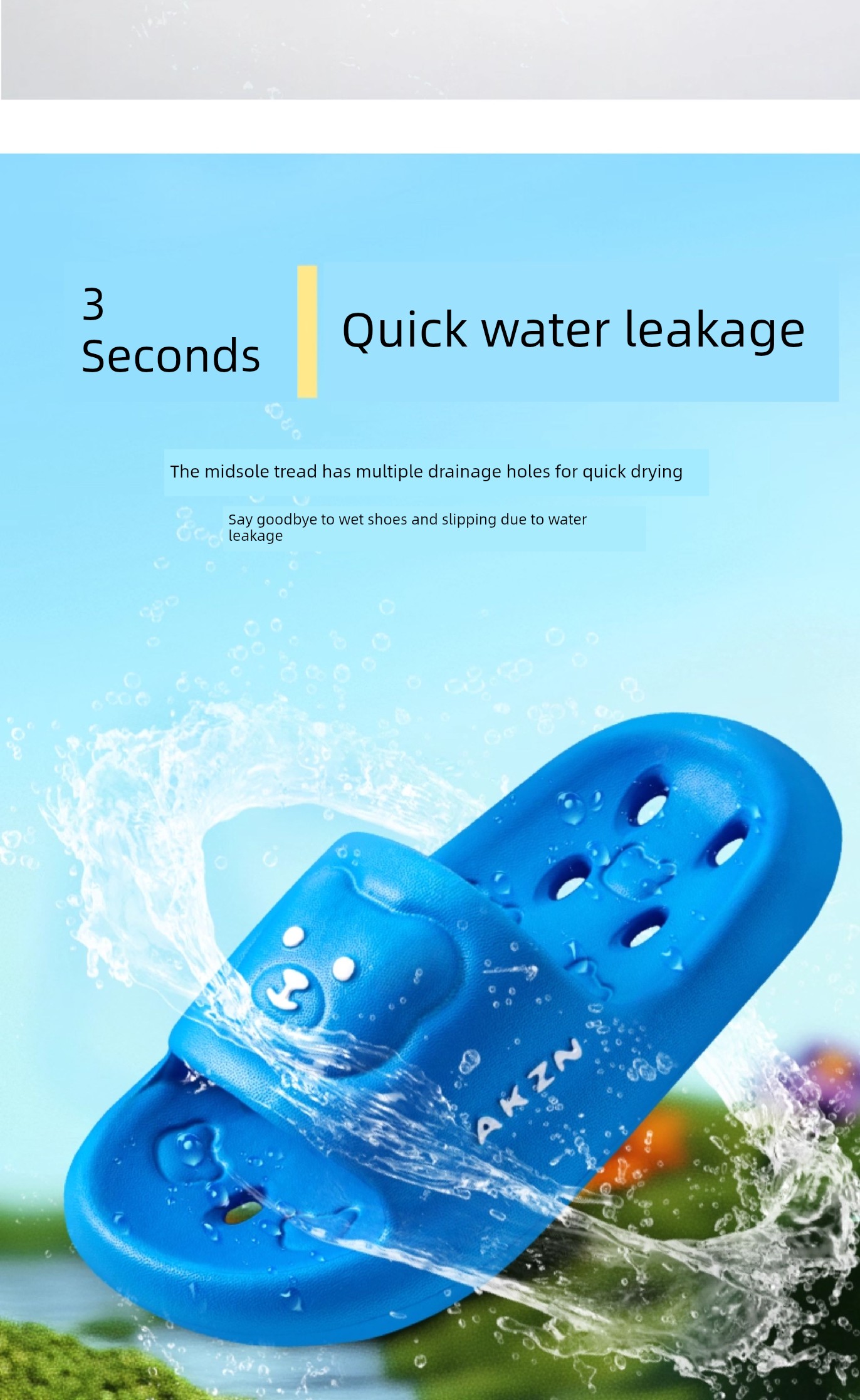 Children's Hollow-Out Water-Draining Slippers, Kids' All-Season Indoor Bathroom Non-Slip Eva Sandals for Boys and Girls — 9