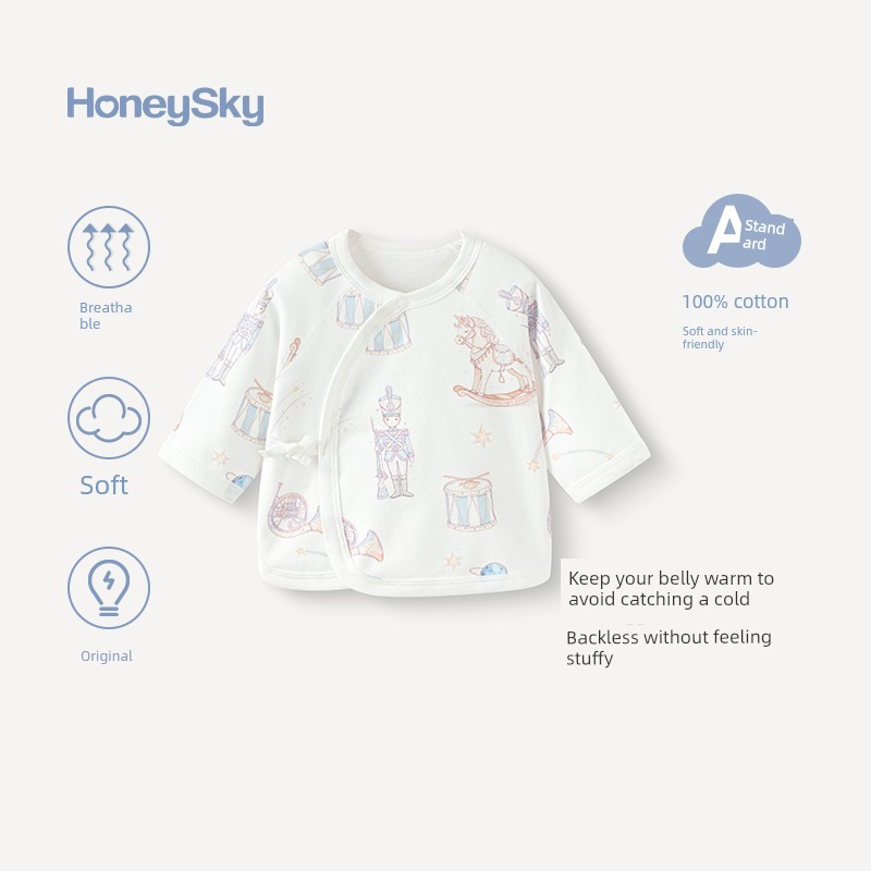 Hani Sky Newborn Baby Half-Back Shirt Spring and Autumn Size 52 Clothes for 0-3 Months Old Baby Top Monk-Style Outfit — 4