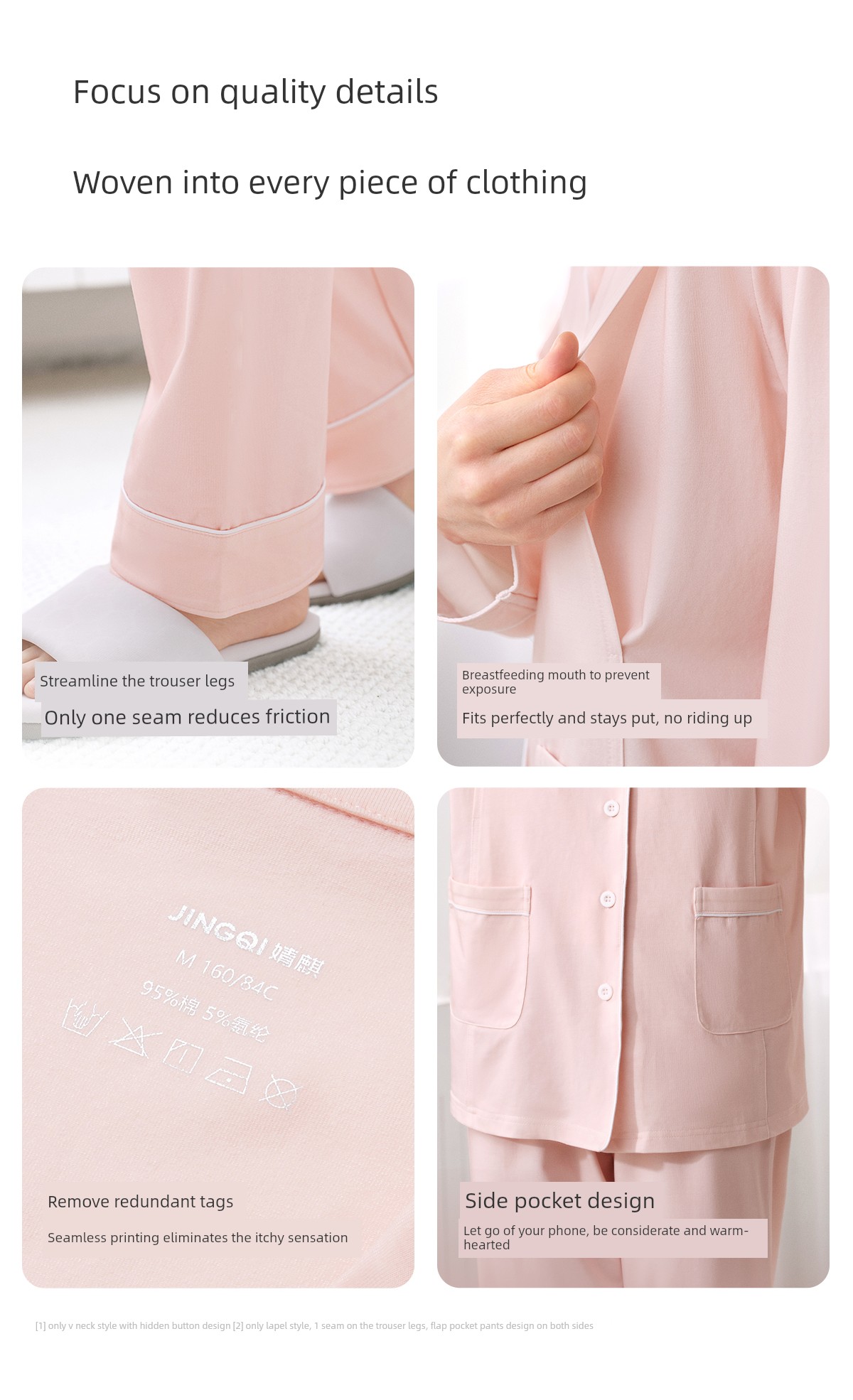Jq Jingqi Maternity Pajamas with Breast Pads, Pure Cotton Postpartum Maternity Sleepwear, Nursing and Breastfeeding Hospital Home Wear Set for Women — 44