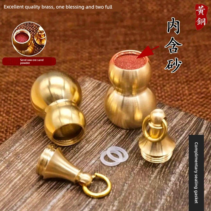 Cinnabar Hollow Gourd Portable Small Medicine Bottle Pendant Brass