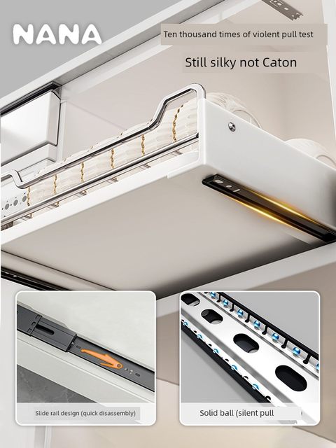 Dish storage rack stainless steel kitchen storage rack pull-out and place bowl rack cabinet pull-out basket drawer type bowl drain rack