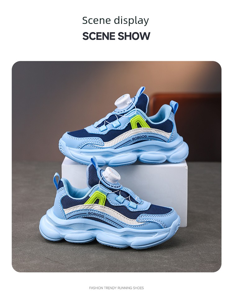 Babudou Kidsren's Shoes Boys' Rotating Buckle Sports Shoes 2026 Spring & Fall New Breathable Kidsren's Running Shoes Boys' Shoes — 36