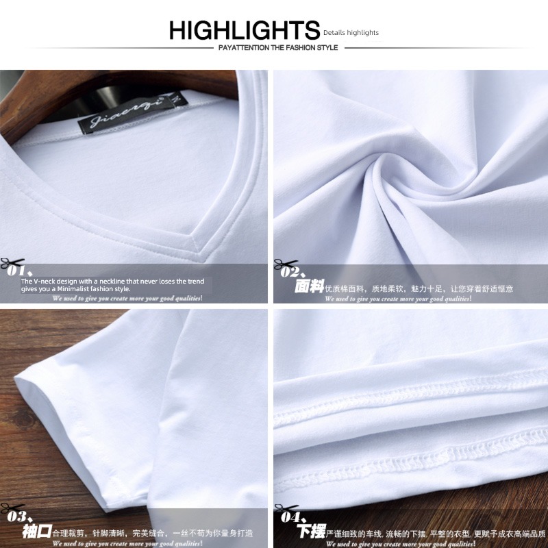 tide Short sleeve Korean version Self-cultivation leisure time Big size white T-shirt