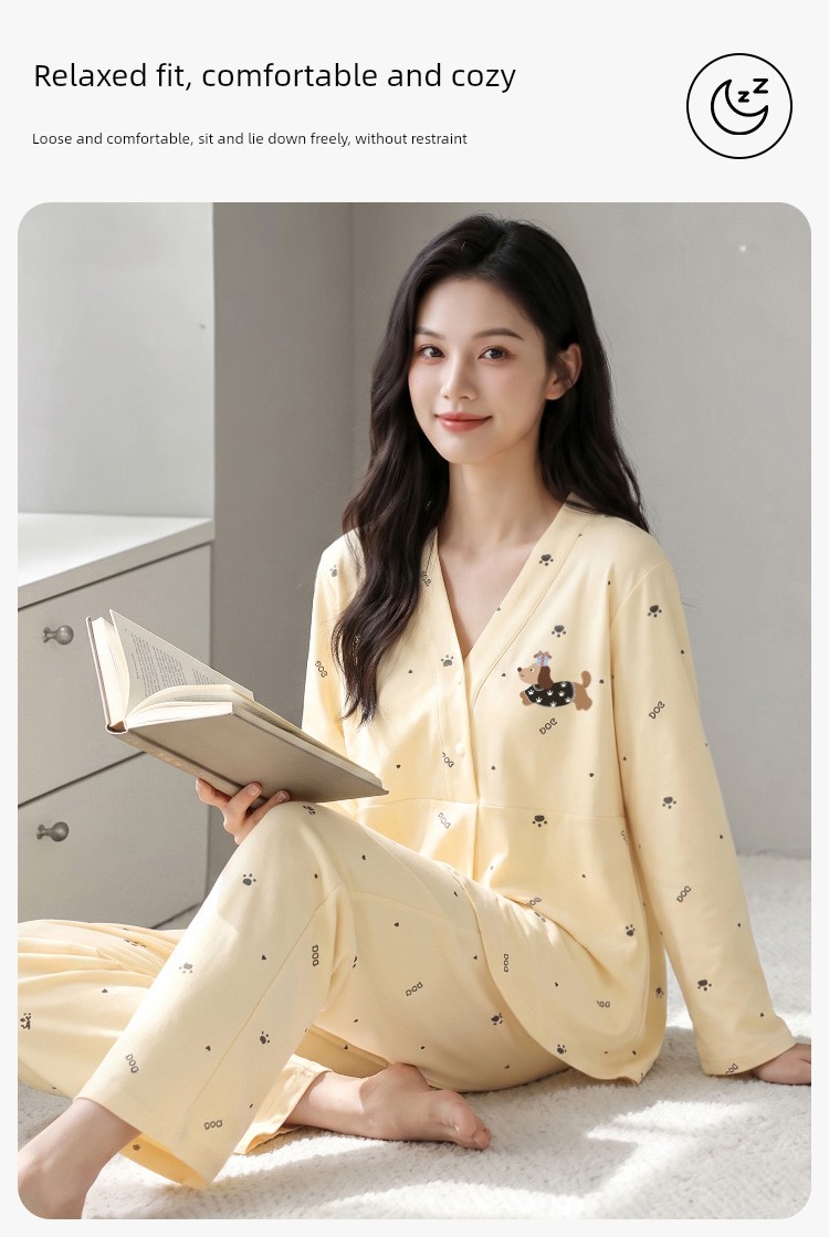 [Free Hat] Pure Cotton Nursing and Postpartum Clothing for Autumn and Winter, Suitable for Spring and Autumn, Non-Tightening Maternity Loungewear — 7
