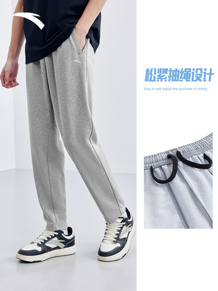 Anta man Straight cylinder black easy thickening Sports pants