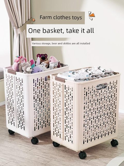 Dirty clothes basket household foldable clothes basket bathroom large capacity dirty clothes storage basket next to washing machine laundry basket with wheels