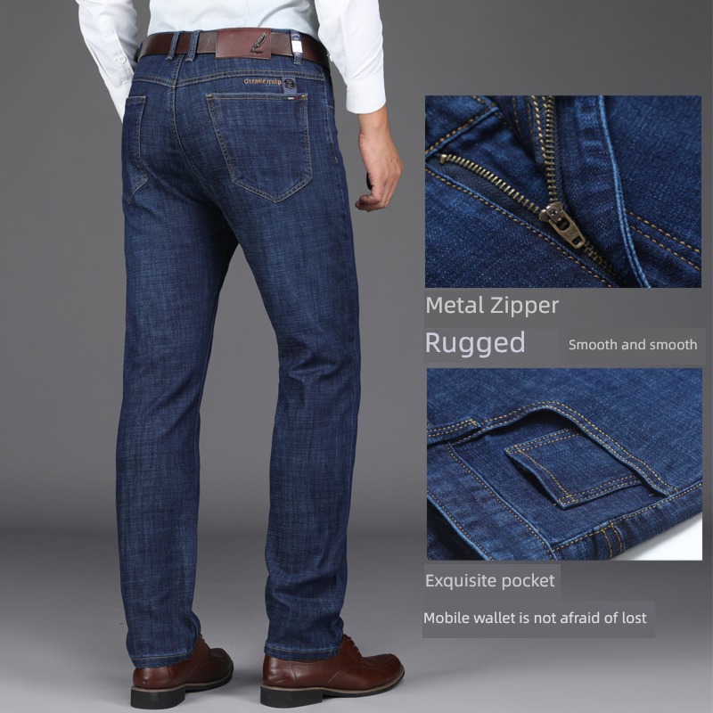 autumn High waist Middle aged man dad elastic force Jeans