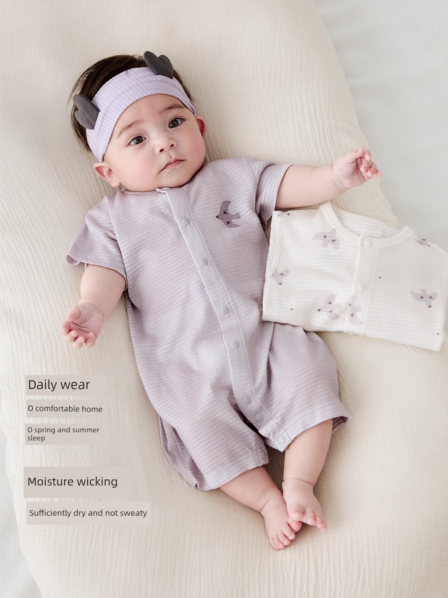 [2-Pack] Baby Romper Summer Short-Sleeve Jumpsuit Newborn Pajamas Modal Baby Clothes