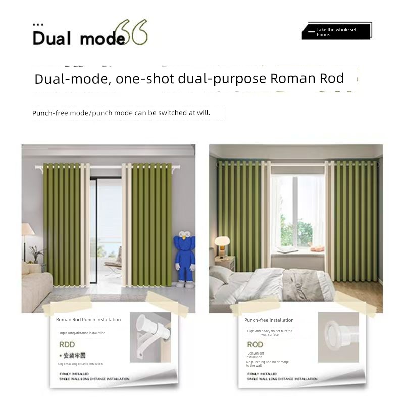 Curtain Rod Set, Complete Roman Rod Set with Rod, No-Drill Installation for Bay Windows, Living Room Blackout, 2026 New Model