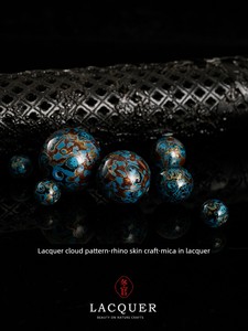 Natural Lacquer Single Bead Necklace Accessory with Rhinoceros Skin and Mica Inlaid in Lacquer, Handcrafted Lacquer Clou