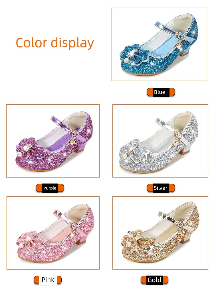 Girls' High-Heeled Shoes 2026 New Spring and Autumn Princess Shoes Round-Toe Performance Shoes Little Girls' Gold Host Performance Shoes — 3