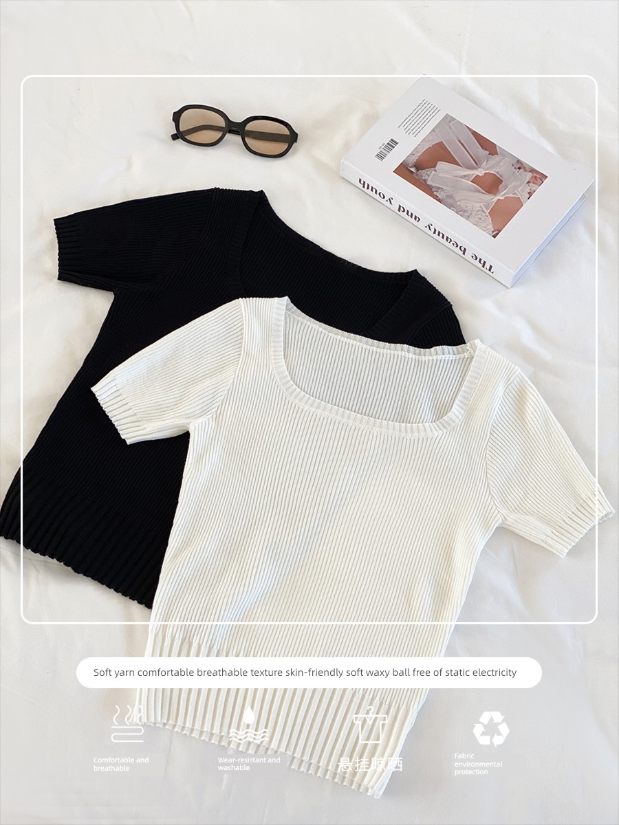 summer Ice silk Thin money Solid color hottie jacket knitting Short sleeve