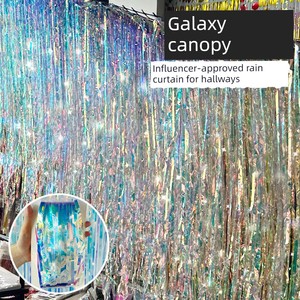 Trendy Ceiling Hanging Galaxy Wind-Swept Rain Curtain for Birthday and Wedding Party Scene Setup, Photo-Taking Backdrop,