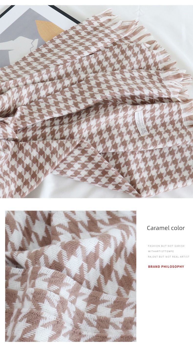 plover ins girl student Autumn and winter Korean version lattice scarf