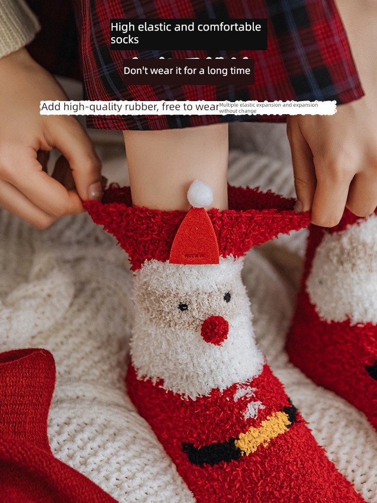 Hosiery children Christmas red keep warm new year Plush gift