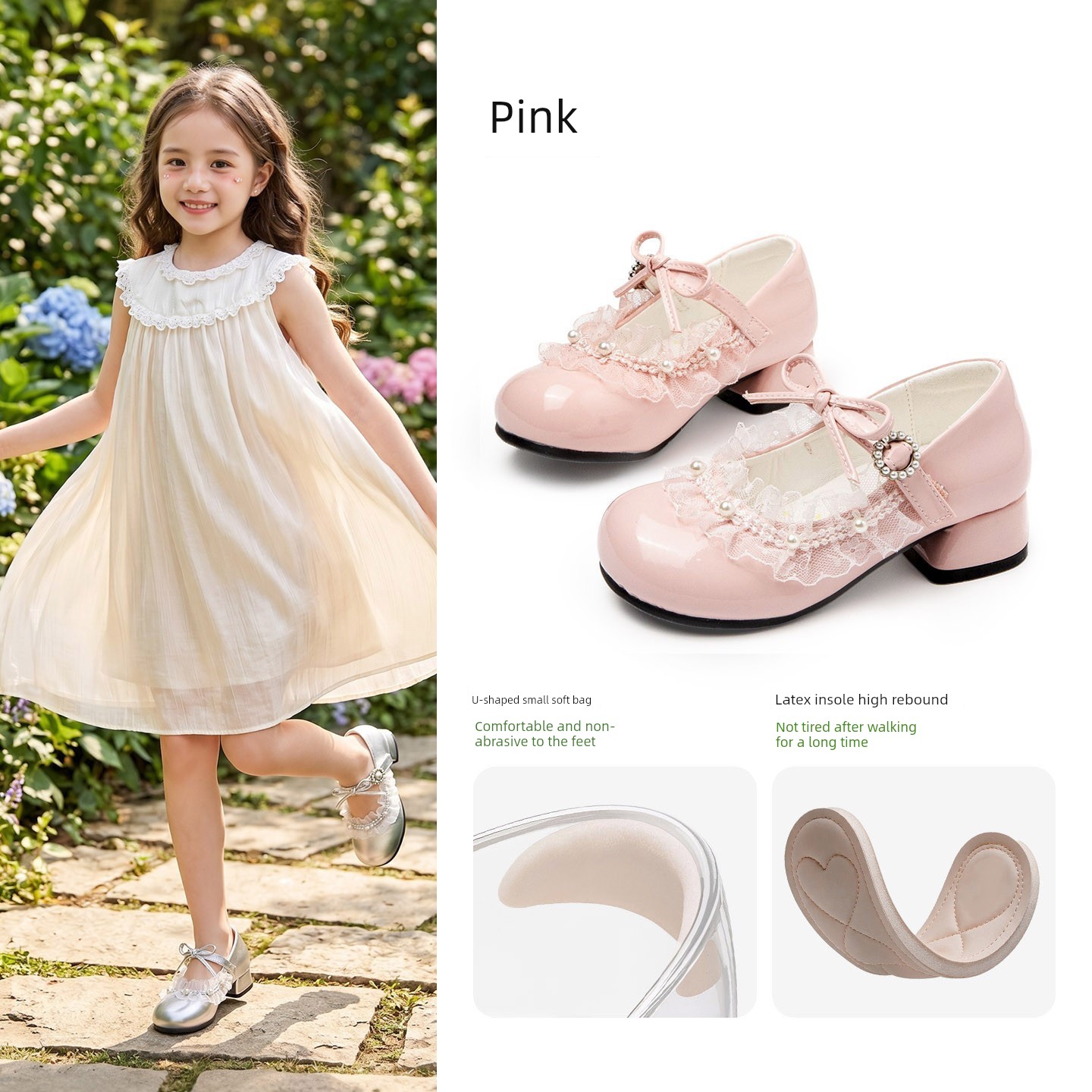 Little Girl's Stylish Leather Shoes 2026 New Summer Children's Beautiful Princess Shoes Girls' Soft-Soled High-Heeled Stage Shoes — 8
